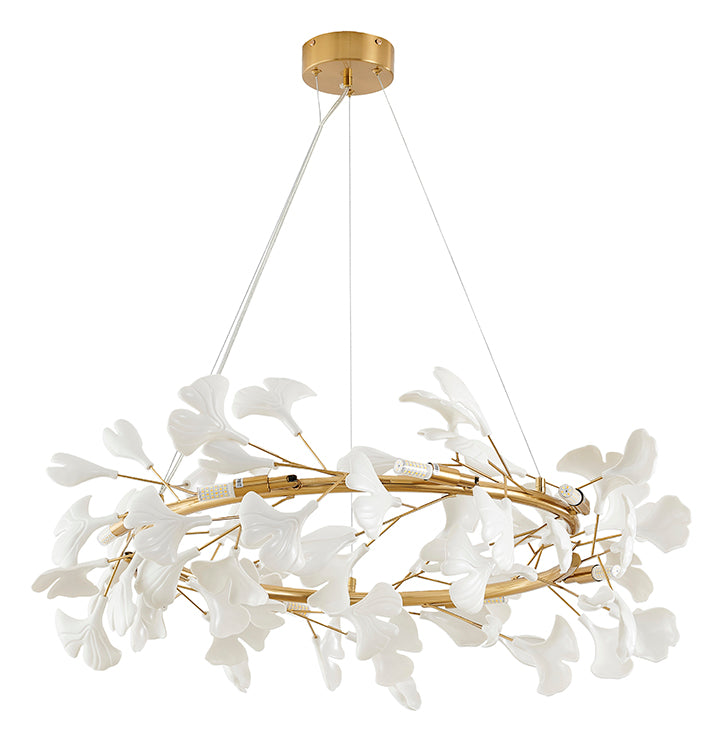 Round Frame Chandelier with Leaf Petals by Bethel - view 14