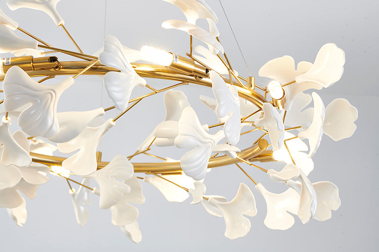 Round Frame Chandelier with Leaf Petals by Bethel - view 15
