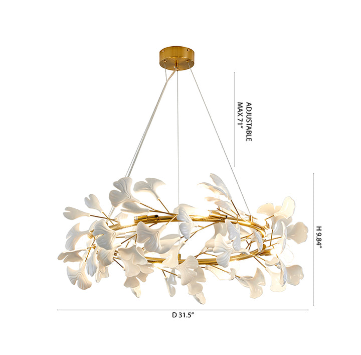 Round Frame Chandelier with Leaf Petals by Bethel - view 17