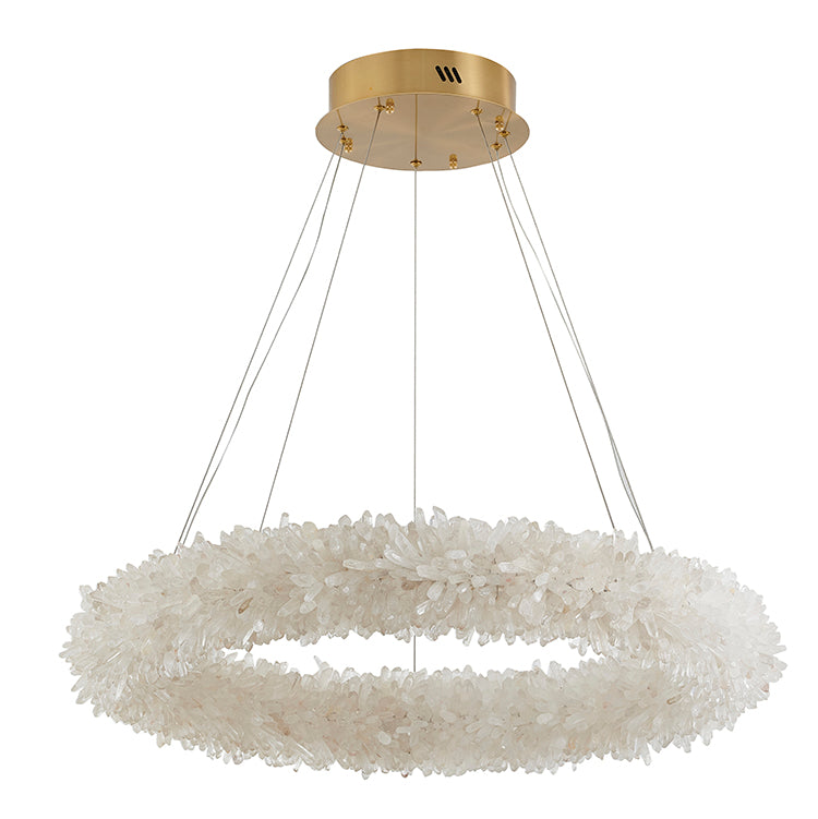 Brass Frame Chandelier with Spiky Natural Crystal Halo by Bethel - view 3