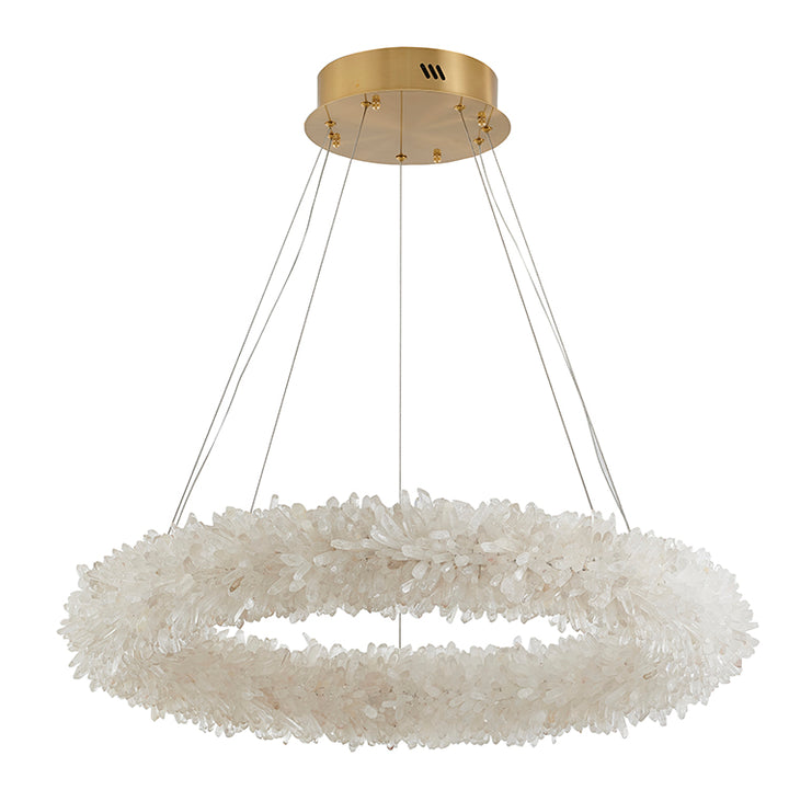 Brass Frame Chandelier with Spiky Natural Crystal Halo by Bethel - view 3