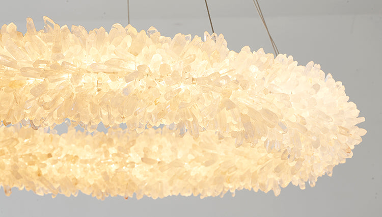 Brass Frame Chandelier with Spiky Natural Crystal Halo by Bethel - view 4