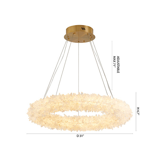 Brass Frame Chandelier with Spiky Natural Crystal Halo by Bethel - view 6