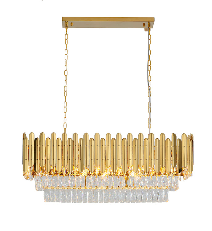 Stainless Steel Frame Chandelier with Clear Hanging Crystals by Bethel - view 30