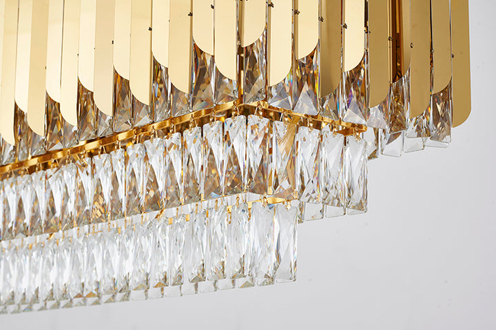 Stainless Steel Frame Chandelier with Clear Hanging Crystals by Bethel - view 32