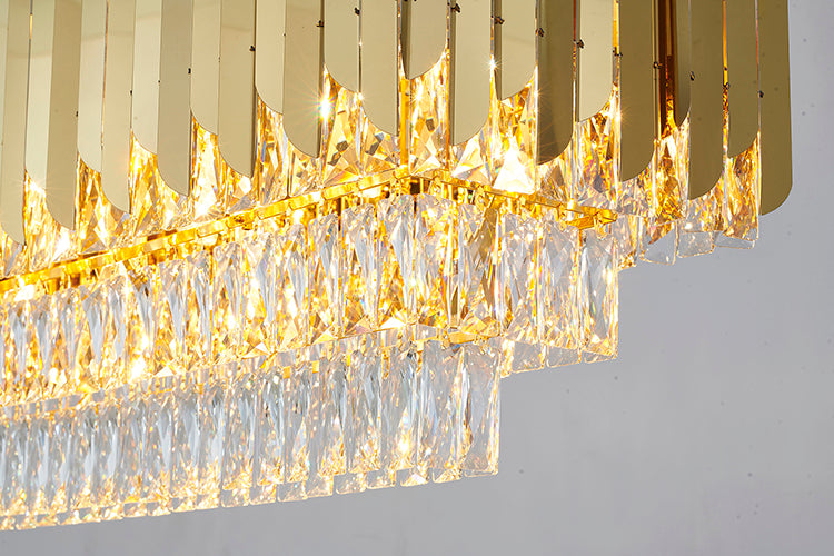 Stainless Steel Frame Chandelier with Clear Hanging Crystals by Bethel - view 33