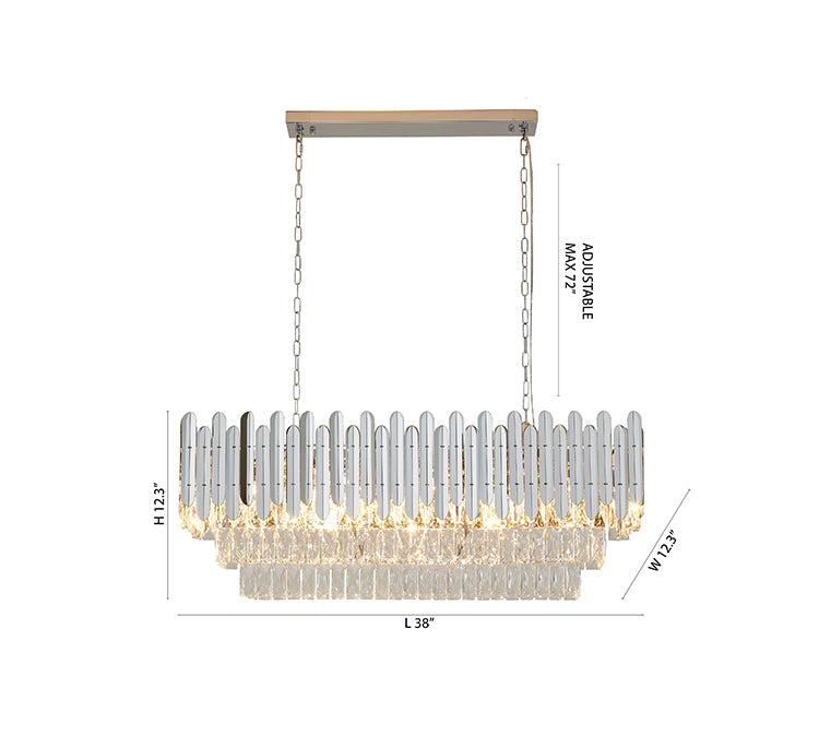 Stainless Steel Frame Chandelier with Clear Hanging Crystals by Bethel - view 23