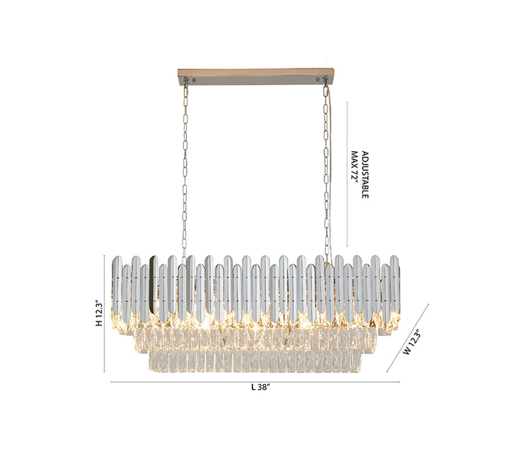 Stainless Steel Frame Chandelier with Clear Hanging Crystals by Bethel - view 23