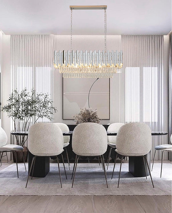 Stainless Steel Frame Chandelier with Clear Hanging Crystals by Bethel - view 25