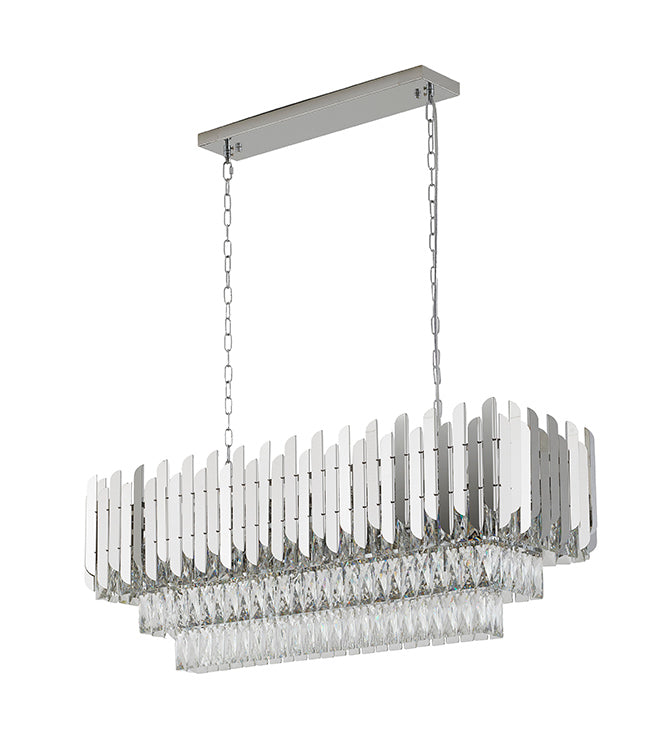 Stainless Steel Frame Chandelier with Clear Hanging Crystals by Bethel - view 26