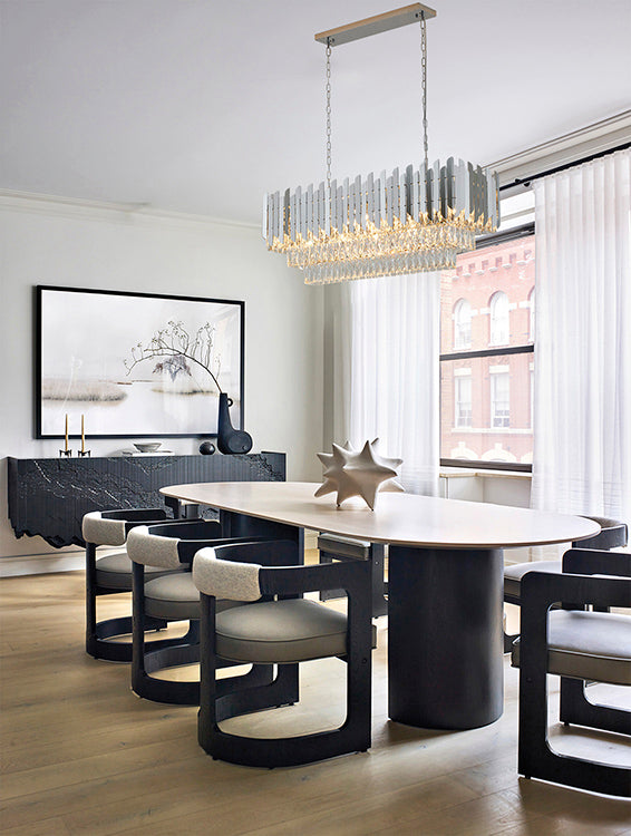 Stainless Steel Frame Chandelier with Clear Hanging Crystals by Bethel - view 27