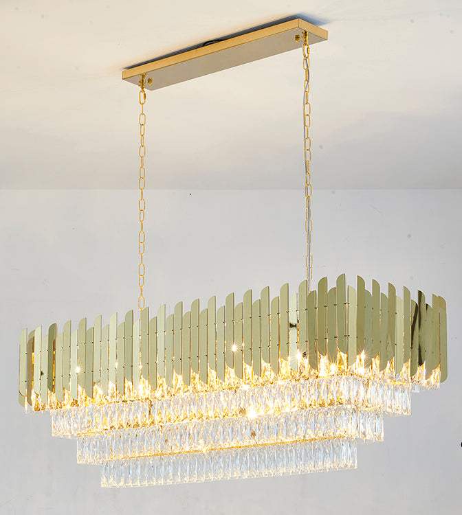 Stainless Steel Frame Chandelier with Clear Hanging Crystals by Bethel - view 41