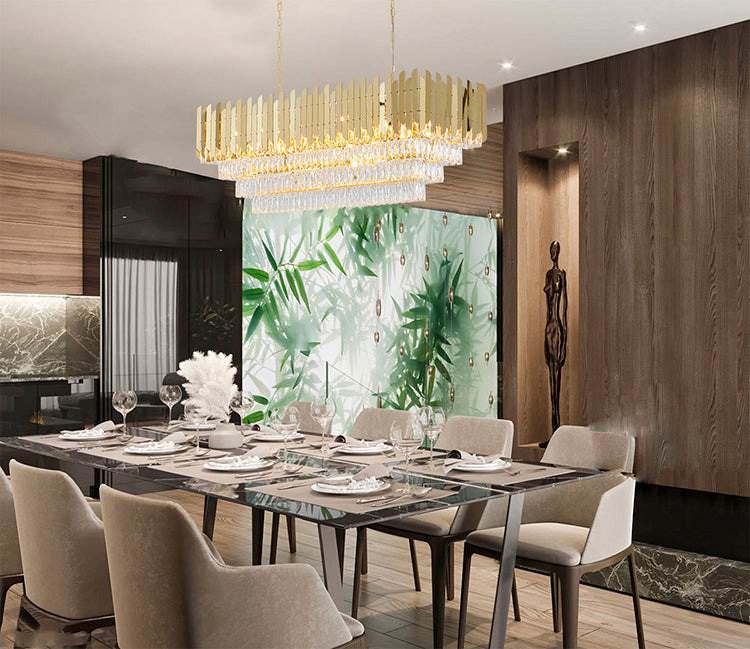Stainless Steel Frame Chandelier with Clear Hanging Crystals by Bethel - view 42