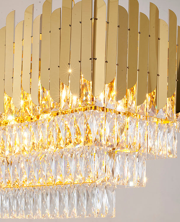 Stainless Steel Frame Chandelier with Clear Hanging Crystals by Bethel - view 43