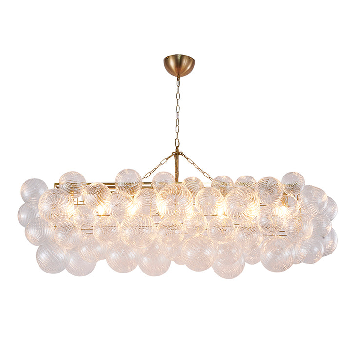 Brass Frame Chandelier with Clear Glass Swirl Shades by Bethel