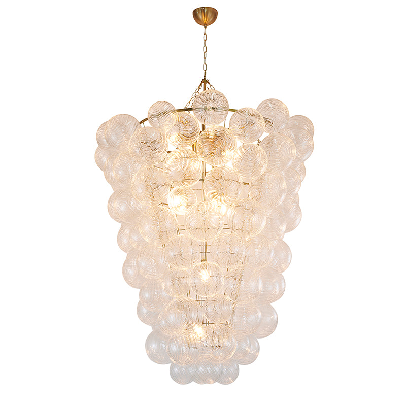 Frame Chandelier with Clear Swirl Glass Shades, 47", by Bethel