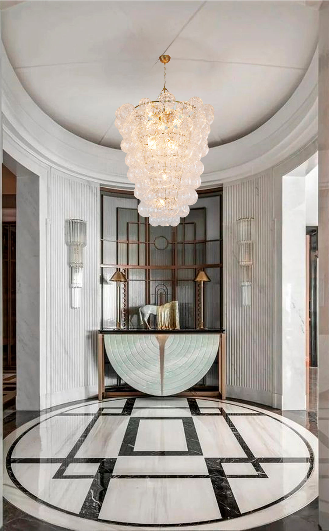 Frame Chandelier with Clear Swirl Glass Shades by Bethel - view 8