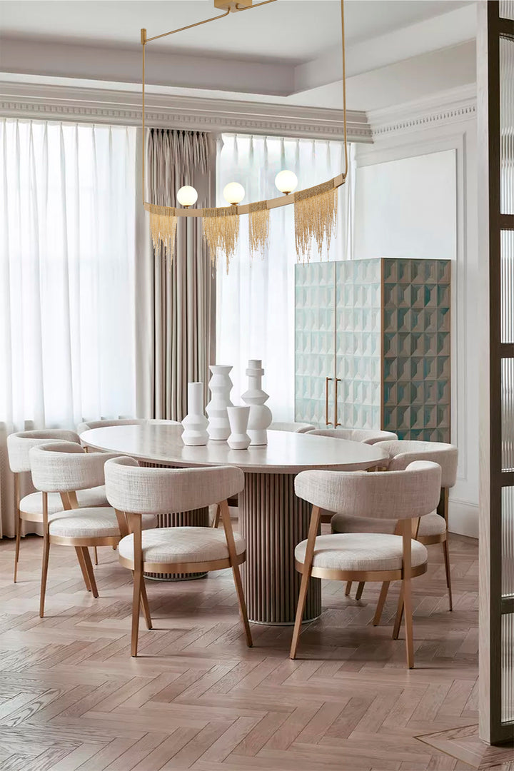 Hairline Chandelier with Stainless Steel Hanging Chains &amp; Glass Shades
