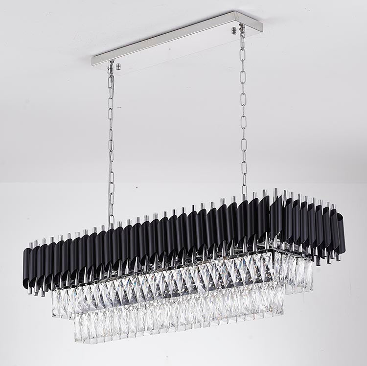 Rectangular Frame Chandelier with Clear Hanging Crystals by Bethel - view 32