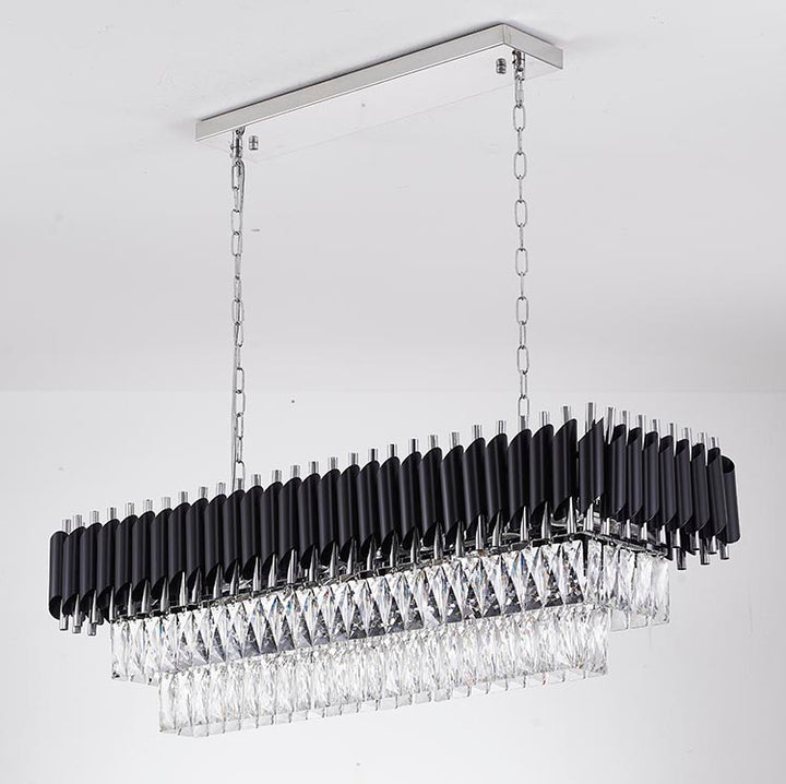 Rectangular Frame Chandelier with Clear Hanging Crystals by Bethel - view 32