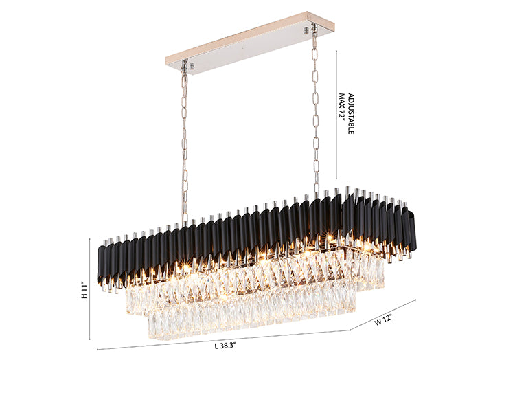 Rectangular Frame Chandelier with Clear Hanging Crystals by Bethel - view 35