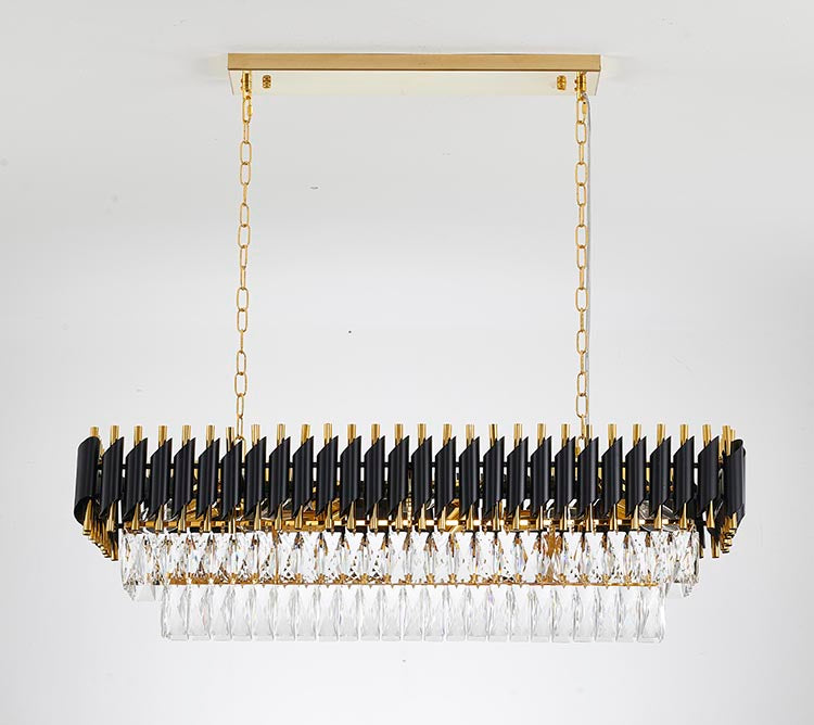 Rectangular Frame Chandelier with Clear Hanging Crystals by Bethel - view 27