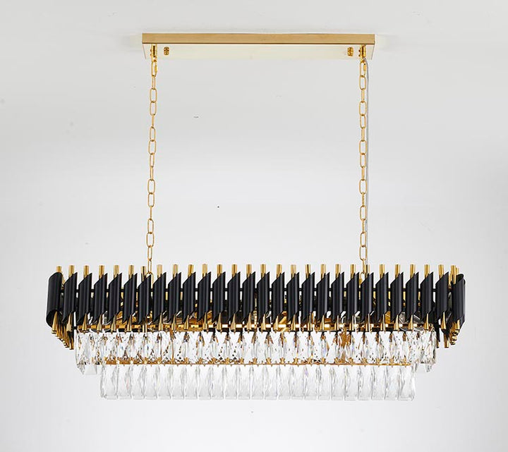 Rectangular Frame Chandelier with Clear Hanging Crystals by Bethel - view 27