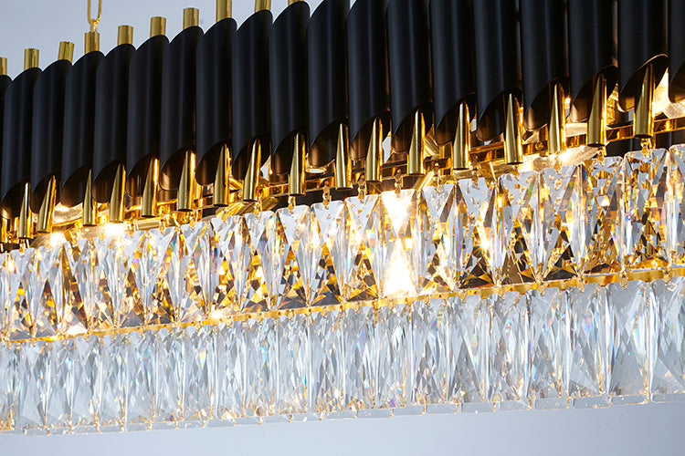 Rectangular Frame Chandelier with Clear Hanging Crystals by Bethel - view 28