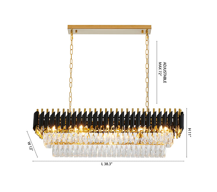 Rectangular Frame Chandelier with Clear Hanging Crystals by Bethel - view 29