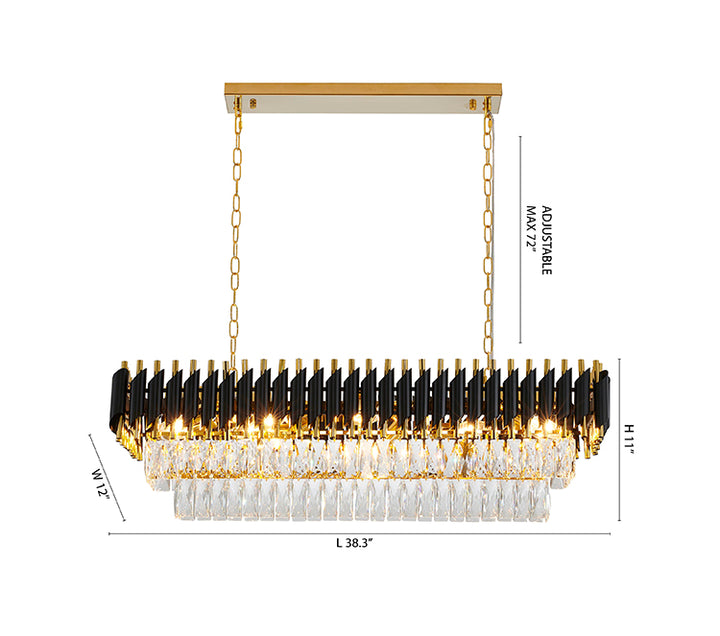 Rectangular Frame Chandelier with Clear Hanging Crystals by Bethel - view 29