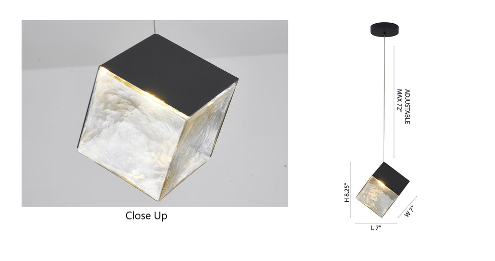 Frame Cubed Pendant Light with Clear Distorted Glass by Bethel - view 2