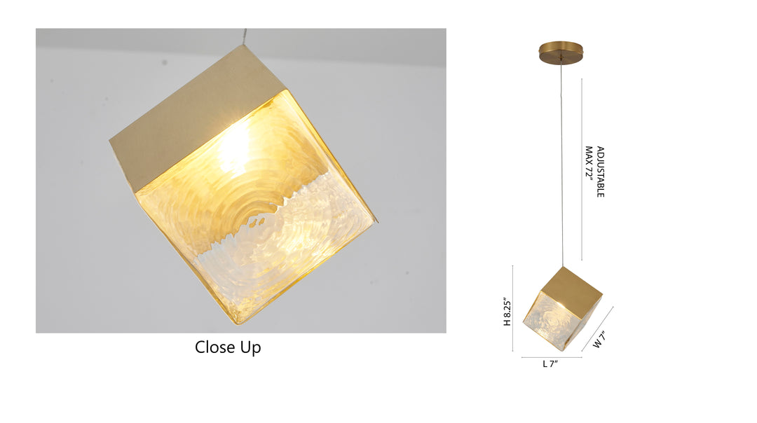 Frame Cubed Pendant Light with Clear Distorted Glass by Bethel - view 7