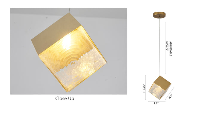 Frame Cubed Pendant Light with Clear Distorted Glass by Bethel - view 7
