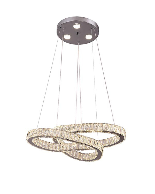 Clear Crystal Double Twisted Ring LED Chandelier by Bethel