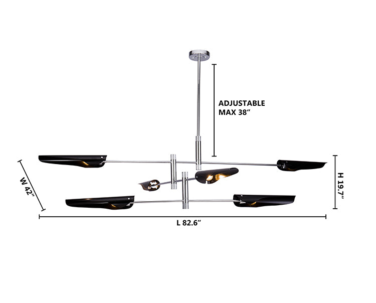 Arm Frame Chandelier with Shades by Bethel - view 8