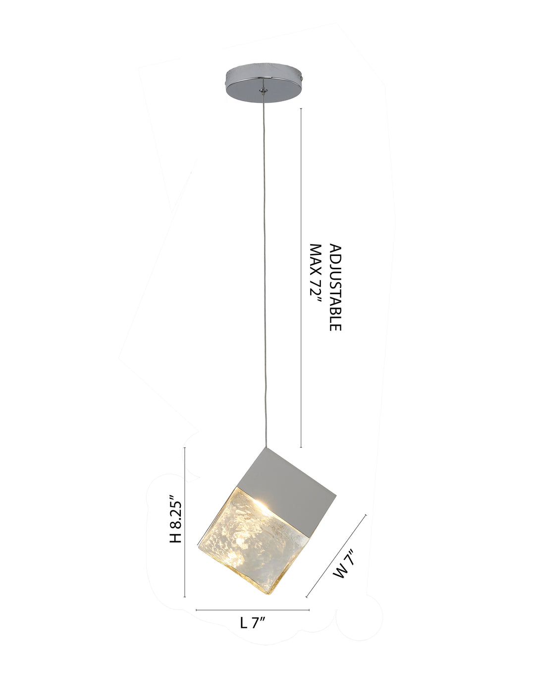 Frame Cubed Pendant Light with Clear Distorted Glass by Bethel - view 10