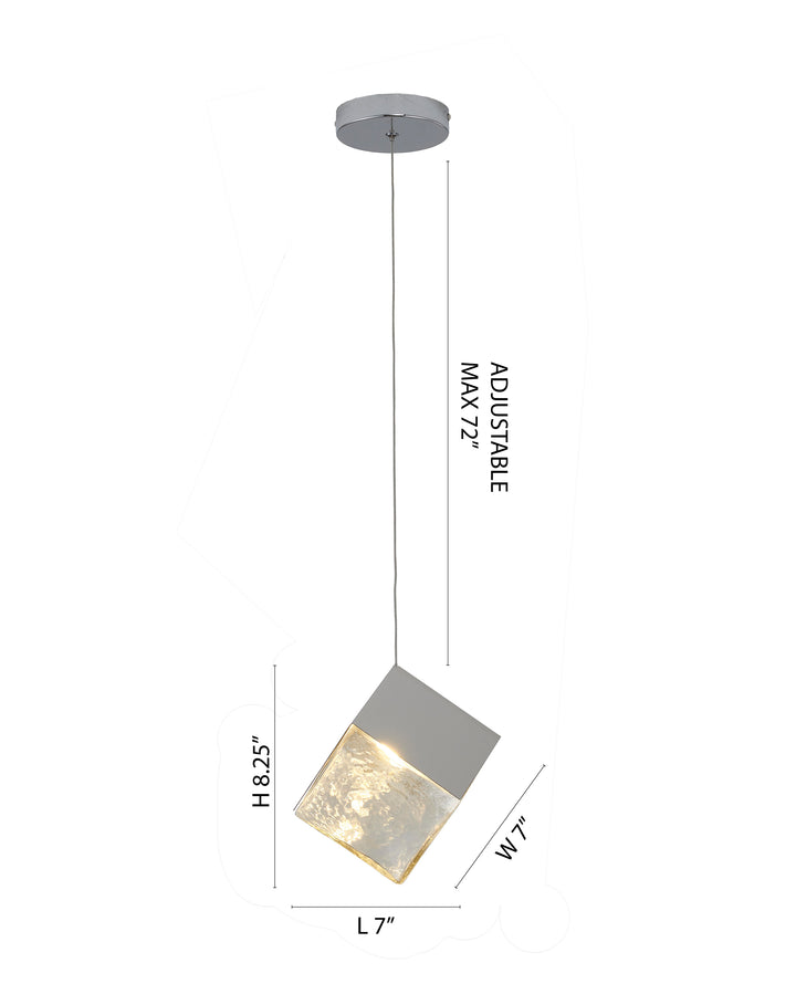 Frame Cubed Pendant Light with Clear Distorted Glass by Bethel - view 10