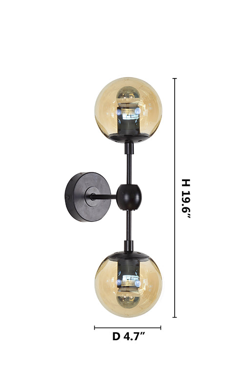 Black Glass Wall Sconce by Bethel - view 2