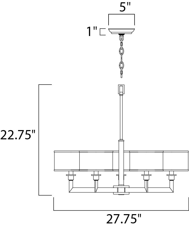 Nexus 5-Light Chandelier dimensions diagram