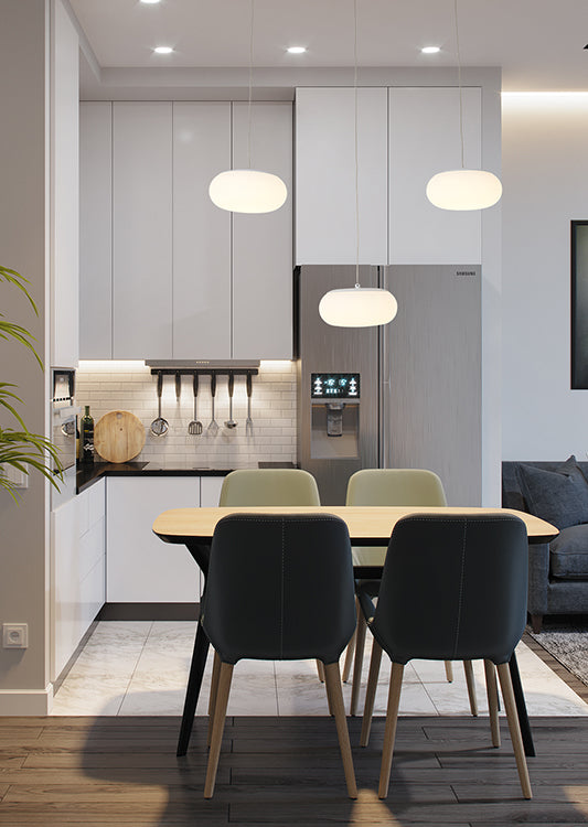 Rectangular Frame with Three Hanging Pc Frame Pendants & White Steel Hardware by Bethel - view 2