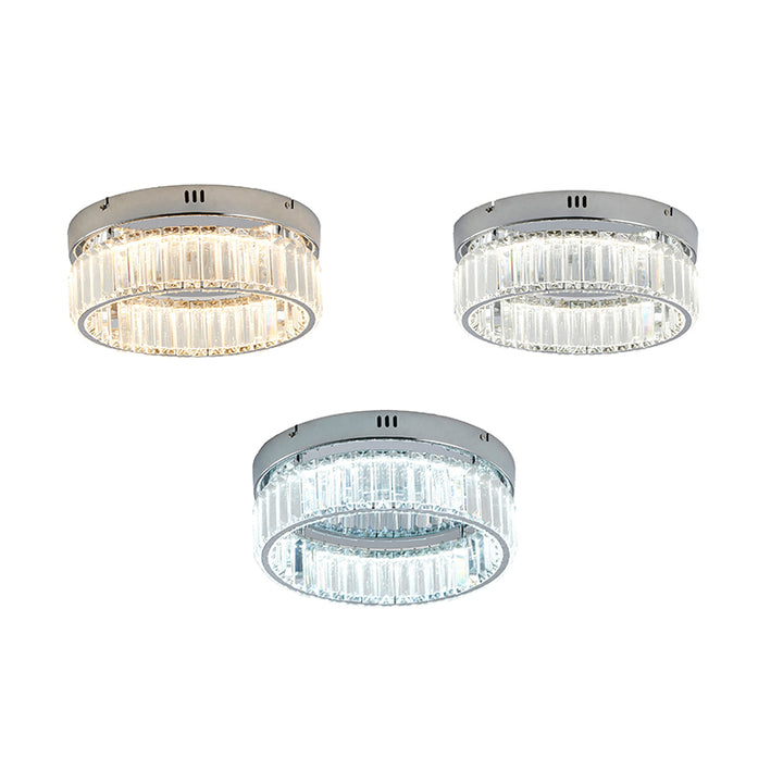 Round Frame Flush Mount with Clear Crystals in Chrome by Bethel