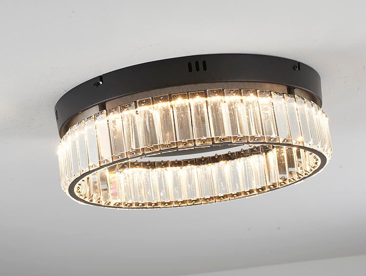 Round Frame Flush Mount with Clear Crystals by Bethel - view 35