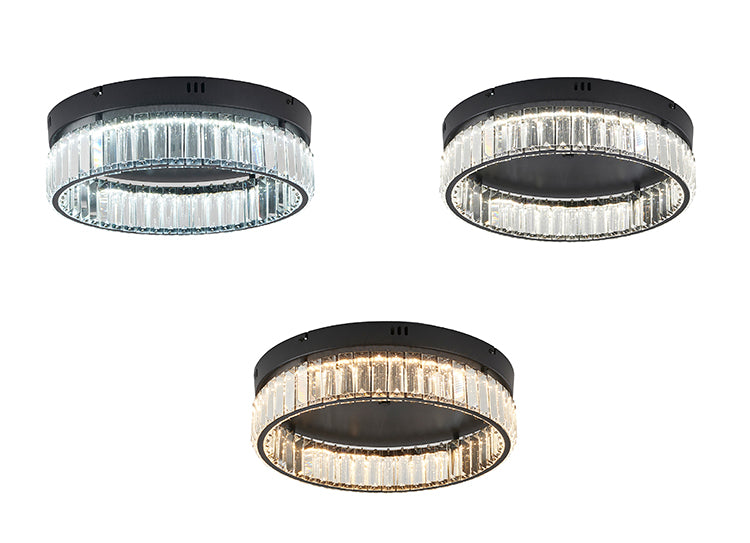 Round Frame Flush Mount with Clear Crystals by Bethel - view 36