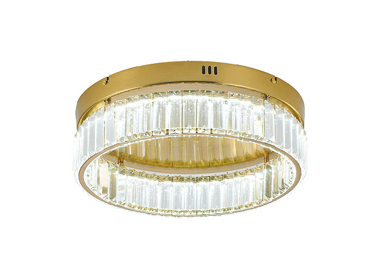 Round Frame Flush Mount with Clear Crystals in Brass by Bethel