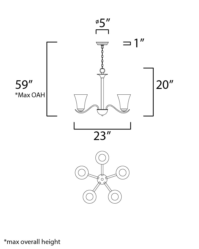 Vital Chandelier dimensions diagram