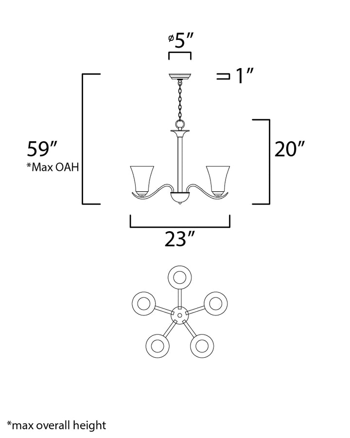 Vital Chandelier dimensions diagram