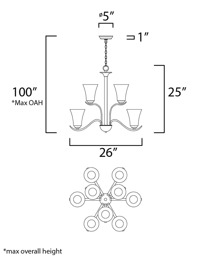 Vital Chandelier dimensions diagram