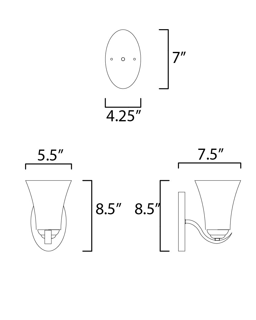 Vital 1-Light Wall Sconce dimensions diagram