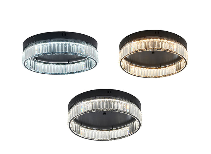 Round Frame Flush Mount with Clear Crystals by Bethel - view 52