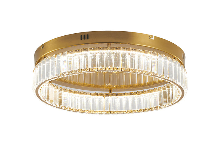 Round Frame Flush Mount with Clear Crystals in Brass by Bethel